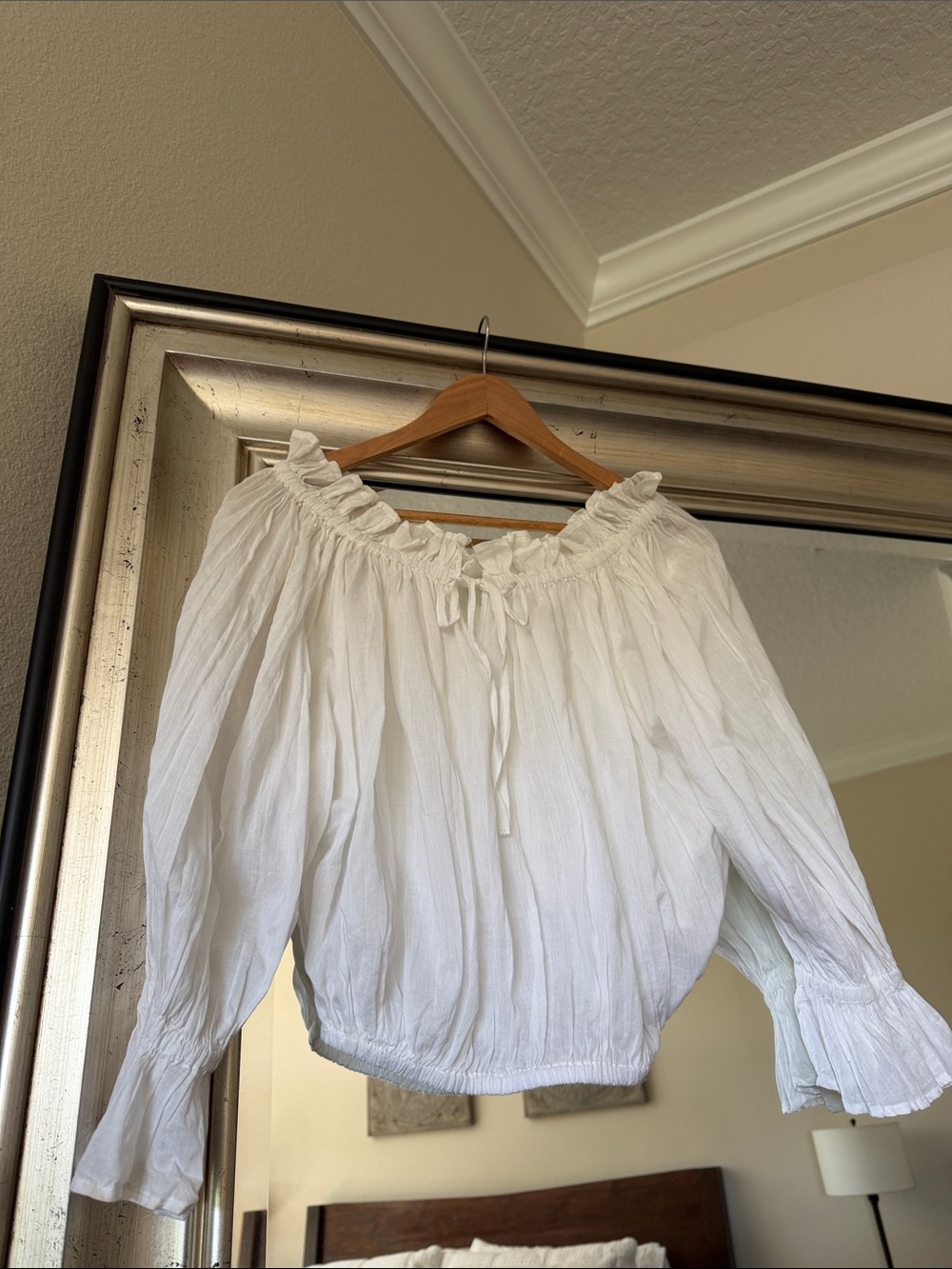 Elan White Off-Shoulder Peasant Top